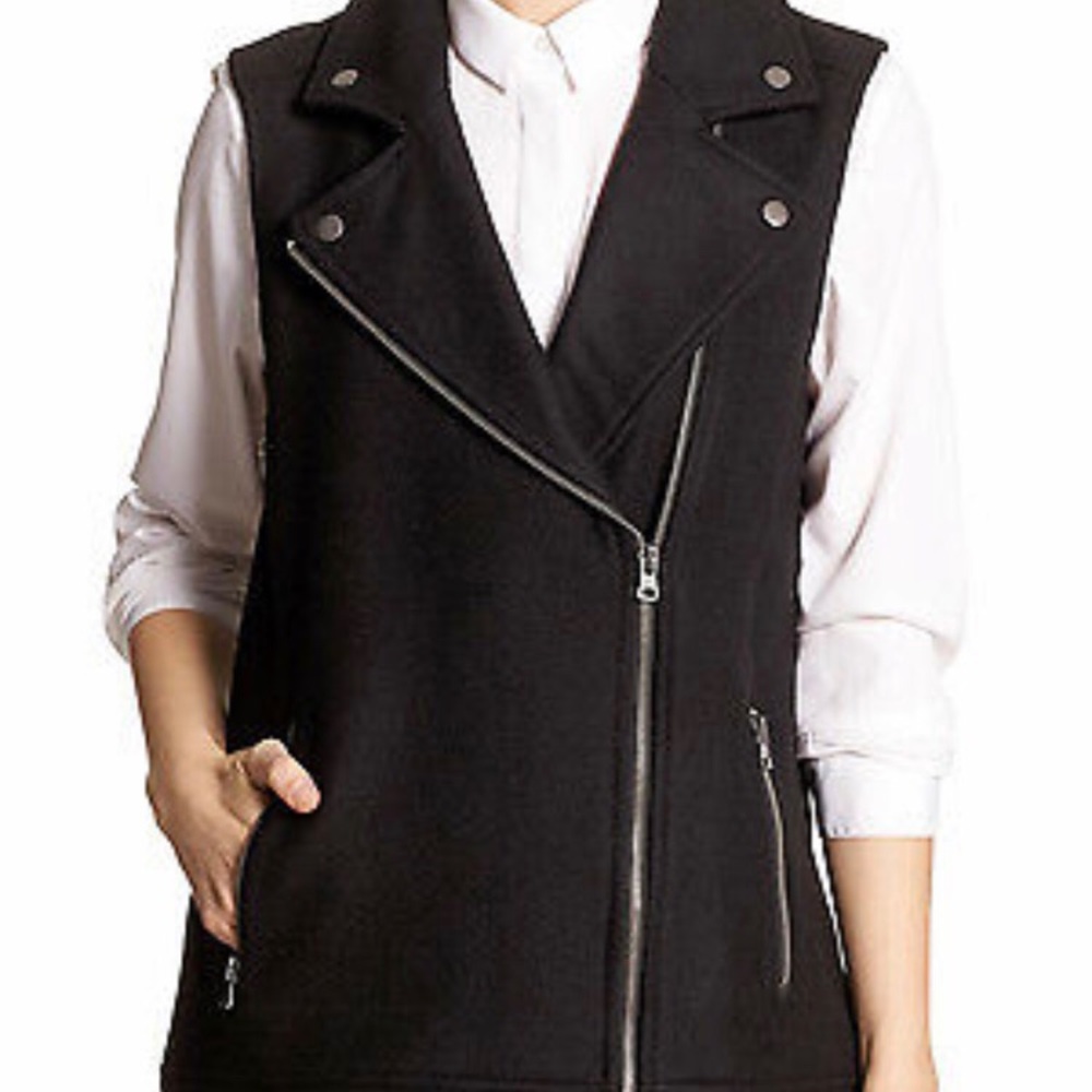 Banana Republic Black Moto Wool Vest